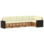 Sekcijska garnitura 6 pcs Prirodna i krem Cvrsto drvo akacije