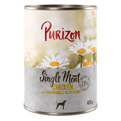 Ekonomicno pakiranje Purizon Single Meat 12 x 400 g - Piletina s cvijetom kamilice
