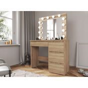 ShopJK TOALETNA MIZA HOLLYWOODSKI STIL PREMIUIM Z LED OSVETLITVJO TL08 HRAST