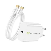 OEM Mayaxess, Omrežni polnilnik za Galaxy A35 20W + 1m USB-C kabel, Bela, (5000275871)