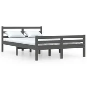 Vidaxl Posteljni okvir siv iz trdnega lesa 140x190 cm