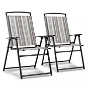 Northio Set 2 vrtnih stolov zložljivi stoli z naslonjali za roke 51 x 61,5 x 92 cm sivi