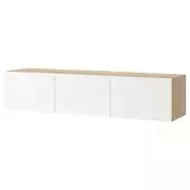 BESTA TV stalaža s vratima, belo b. im. hrastovine/Selsviken v. sjaj bela, 180x42x38 cm