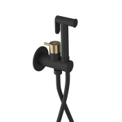 ULTRAMIX skrita mešalna baterija za bidet s tušem Stop, okrogla, črna mat/zlata mat - Črna mat barva - Sapho - ULTRAMIX - 72 - Medeninasti - Vzvod - Lepilo - Drugo - Krožni - 122 - 14