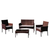 shumee Vrtni komplet pohištva za 4 osebe z blazinami ferani fiji ZH-105-BR S2 100x57 + 2F + STO 71x40x39 rjava/siva N