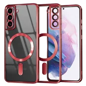 Ovitek Techsuit Luxury Crystal MagSafe za Samsung Galaxy S21 Plus - red