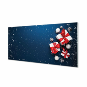 tulup.si Stenska plošča za kuhinjo Darila baubles sneg 140x70 cm