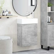 vidaXL Kopalniška omarica s tapo Betonsko siva 45,5 x 22,5 x 84 cm
