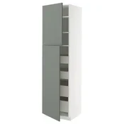 METOD / MAXIMERA Vis.el. s 2 vrata/4 fioke, bela/Nickebo mat sivozelena, 60x60x220 cm