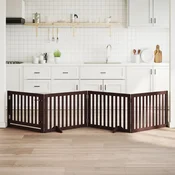 VIDAXL Ograda za pse z vrati zložljiva 4 paneli rjava 320cm topolovina