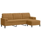 Vidaxl Kavč trosed s stolčkom za noge rjav 210 cm žamet
