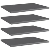 Police za knjige 4 kom visoki sjaj sive 40x30x1,5 cm od iverice
