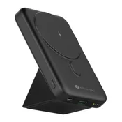 STURDO prenosna baterija s stojalom 10000 mAh, 22.5W QC, magnetna, črna