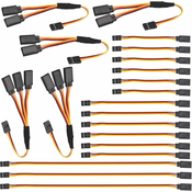 YUNIQUE GREEN-CLEAN 20 PCS RC servo podaljšek - JR podaljšek, 3-polni moški do ženski, 1 do 2/1 do 3 - velikosti 100mm, 150mm, 300mm RC