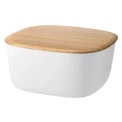 Posoda za kruh BOX-IT 23 cm, bela, plastika / bambus, RIG-TIG