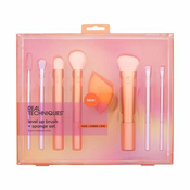 Real Techniques Brushes Level Up Brush + Sponge Set darilni set čopič RT343 Brow Spoolie 1 kos + čopič RT301 Base Shadow 1 kos + čopič RT411 Liquid Highlight 1 kos + čopič RT206 Contour Brush 1 kos + aplikator za ličila Miracle Complexion Sponge 1 kos + čopič RT401 Sculpting Brush 1 kos + čopič RT332 Smudge Brush + čo za ženske