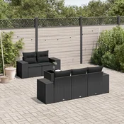 6-dijelni set vrtnih sofa s jastucima crni od poliratana