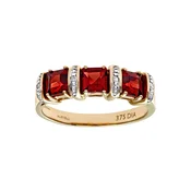 DIAMANT LETERNEL Prstan Eternity-Ring aus 375 Gelbgold mit Diamant mit Granat zlata