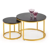 Komplet klubskih mizic Houston 1851 Črni marmor, Zlata, 40cm, MDF plošča, Okrogla