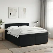 vidaXL Postelja boxspring z vzmetnico Črna 200 x 200 cm Blago