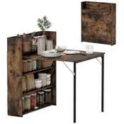 HOMCOM HOMCOM Jedilna miza MDF, jeklo 90D x 80Š x 93V cm rustikalno rjava, (5000242573)