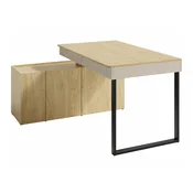 Kutni uredski stol Fiosono 110 (Bež + Hrast) S vratima, S ladicama, Kut, 75x140x131cm, Bež, Hrast