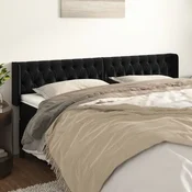 Vidaxl vidaXL Vzglavnik s krilci, črn 203x16x78/88 cm, žamet