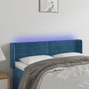 Vidaxl vidaXL Vzglavje postelje z LED diodo temno modro 147x16x78/88 cm žamet
