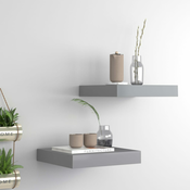 Plutajuce zidne police 2 kom sive 23 x 23,5 x 3,8 cm MDF
