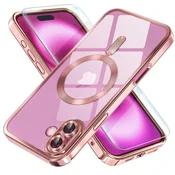 Overboard Ovitek za iPhone 16 Plus, Electro MagSafe, roza + zaščita za zaslon