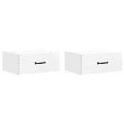 vidaXL Stenski nočni omarici 2 pcs Bela visok sijaj 49 x 34,5 x 20 cm