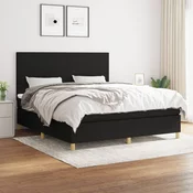 Greatstore Box spring postelja z vzmetnico črna 180x200 cm blago