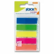 Zaznamki, plastični, 5x25 listov, 45x12 mm, STICK N, neonske barve, 125 listov