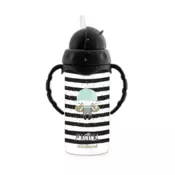 Miniland Baby Termovka s slamico Magical, 240 ml, črno-bela
