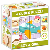Mešani puzzle s kockami, 4 kosi - Fantje-dekleta