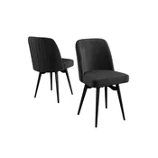 Hanah Home set trpezarijskih stolica Jiva 4 kom, crna tkanina Babyface, crne metalne noge