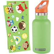 SKIP HOP Steklenica s slamico nerjaveča z nalepkami kantina zelena 380 ml,