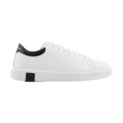 Armani Exchange za moške. XUX123XV534K488 Akcijske usnjene športne copate bele barve (40.5), Bela, Ravna stran, Čipke, Prilož