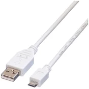 VALUE Value USB kabel USB 2.0 USB-A vtič\, USB-mikro-B vtič 3.00 m bela zaščiten 11.99.8755, (20417399)