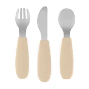 PETITE&MARS Komplet jedilnega pribora iz nerjavečega jekla s silikonskim ročajem 12 m+ Take&Match, Desert Sand