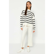 Trendyol Striped Sweater Bottom-Top Suit with Ecru Pants