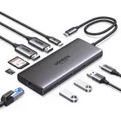 slomart UGREEN Revodok Pro USB C priklopna postaja - Dvojni HDMI, 10 v 1 Hub, Gigabit Ethernet, PD 100W, SD/TF čitalnik
