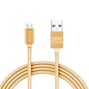 Podatkovni kabel – MicroUSB – z LED lučko – zlat – 1 m