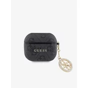 Guess 4G Script PC/PU Charm Pouzdro pro AirPods 3 Black Ovitek Vijolična