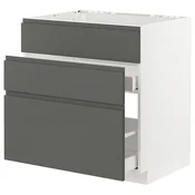 METOD / MAXIMERA Pod.ormaric sudop. i 3front/2fioke, bela/Voxtorp tamnosiva, 80x60 cm
