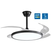Optonica Stropni ventilator z LED svetilko 36W CCT črn