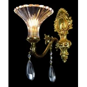 Casa Padrino luxury baroque LED crystal wall lamp gold 15 x 37 x H. 37 cm - Baroque style wall lamp with glass lampshade and crystal hangings - Baroque lights - Noble & magnificent