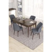 Hanah Home trpezarijski set Eva, sto na razvlacenje i 4 stolice, ploca u dekoru drveta Baroque, dimno siva tkanina Babyface
