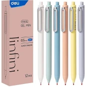 Kemijska olovka s gel tintom Deli Linfini EG338-BL - 0.5 mm, plava, asortiman