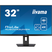 IIYAMA ProLite monitor XUB3293UHSN-B5 32 3-stranska oblika brez robov, plošča IPS s stikalom KVM, priključna postaja USB-C, nastavljiva višina